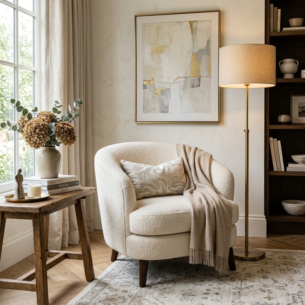 Refined contemporary living space highlighting bespoke interior design