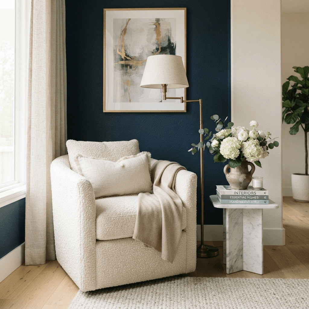 Refined contemporary living space highlighting bespoke interior design